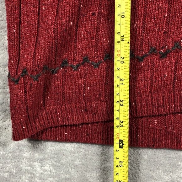 Woolrich Sweater Womens XL Red V Neck Wool Bright Ruby Heather Cozy Cabincore - Picture 8 of 10
